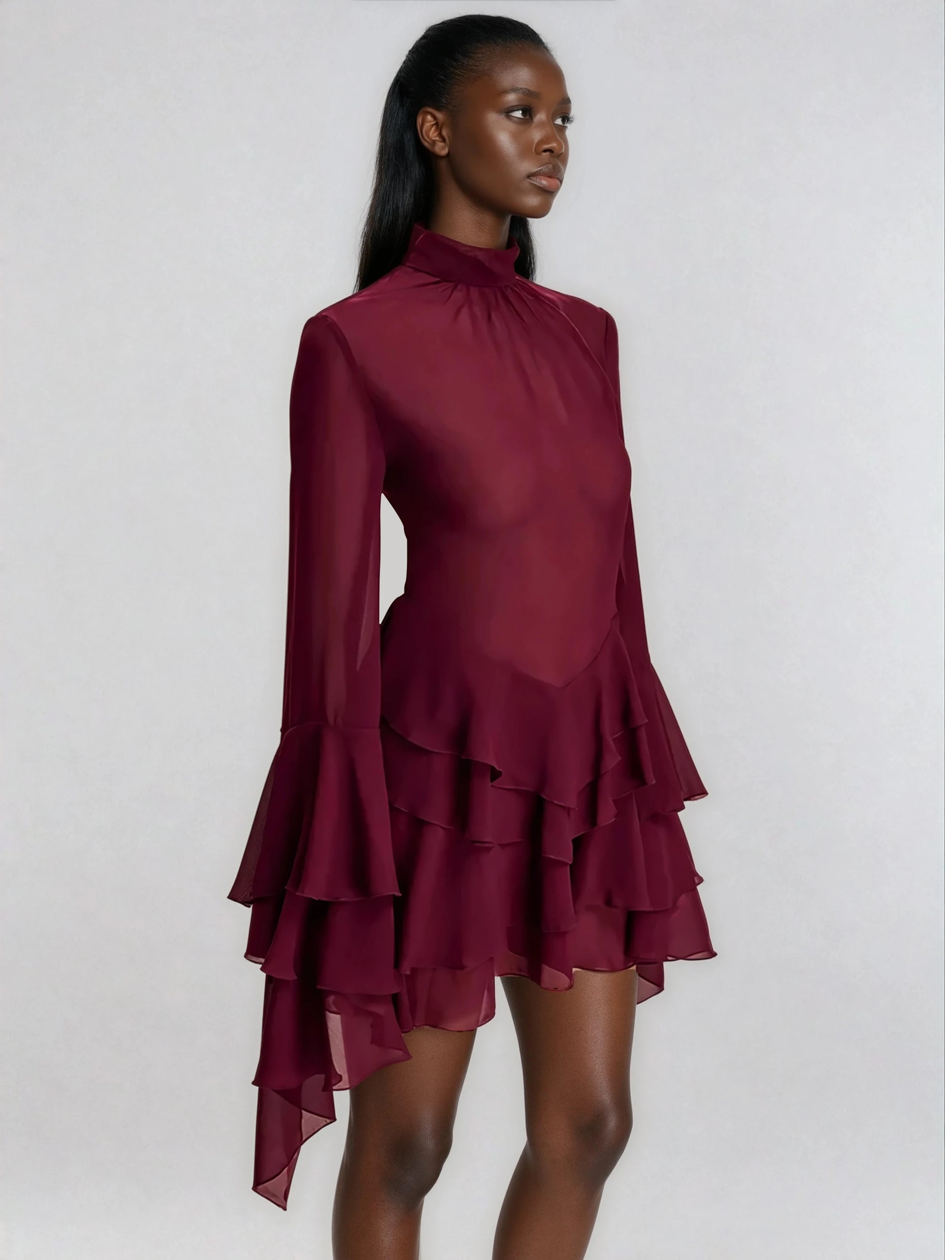 Mesh Ruffles A&A Mesh Ruffle Long Sleeve Tiered Ruffle Dress – ARIELLA & AYANA