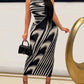 A&A Abstract Monochrome Sleeveless Maxi Dress