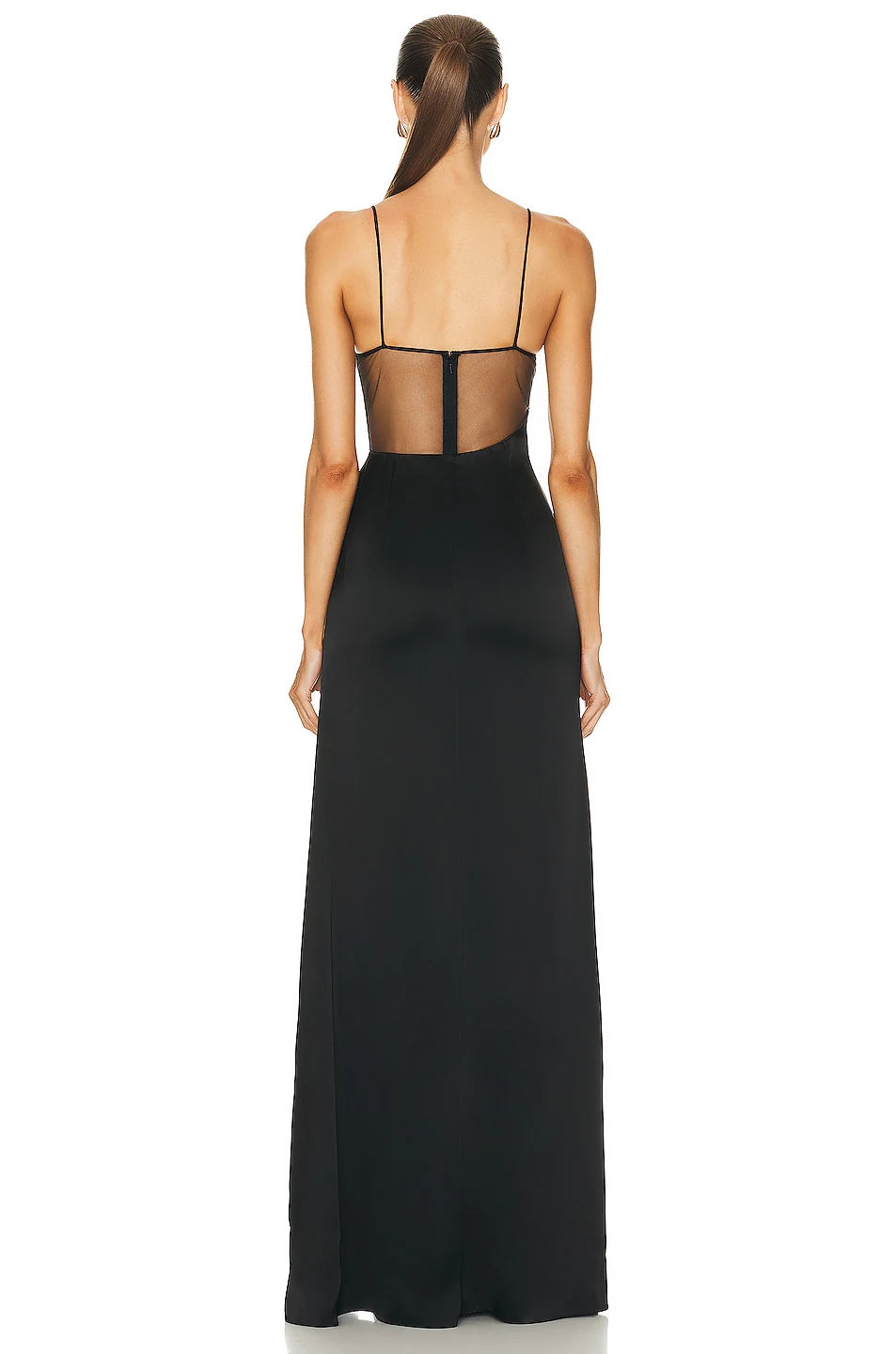A&A Luxe Starfish Embellished Mesh Black High Split Maxi Dress