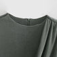 A&A Vintage Shoulder Pad Long Sleeve Draped Top