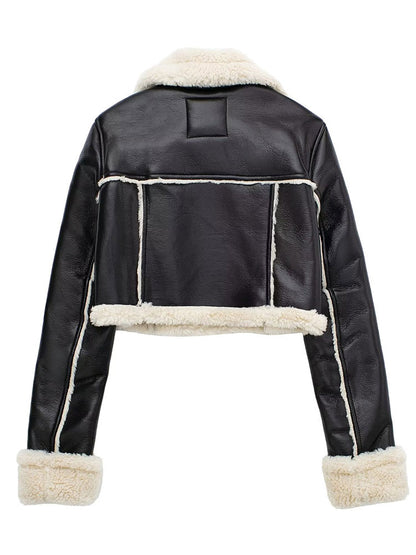 A&A Shearling Detail Cropped Jacket