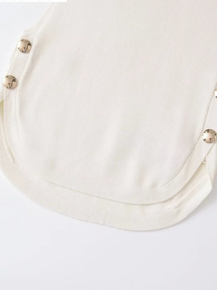A&A Sleeveless Side Buttons Knit Vest