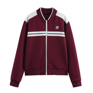 A&A Fall Burgundy Two Piece Tracksuit Set Jacket & Wide Leg Pants