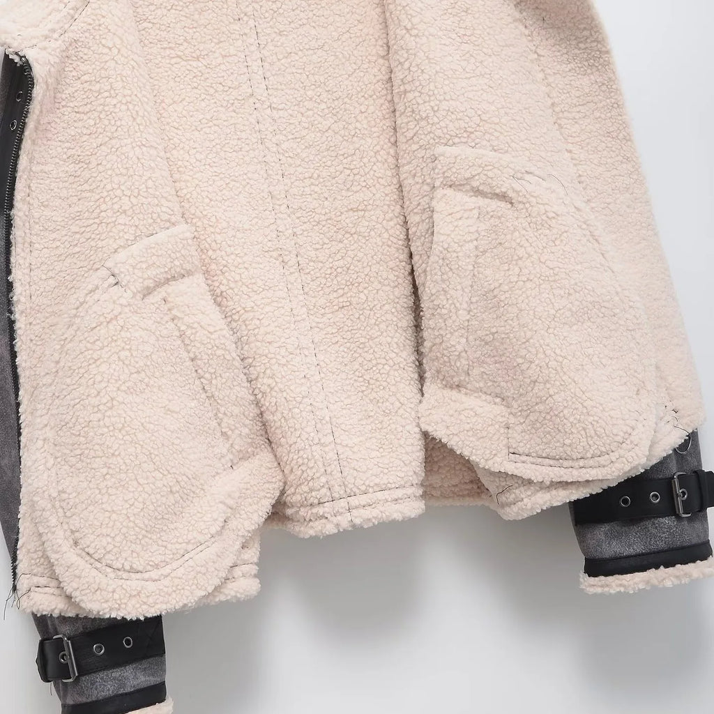 A&A Shearling Washed Gray  Aviator Jacket