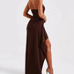 A&A Sleeveless Halter Neck Thigh High Split Maxi Dress