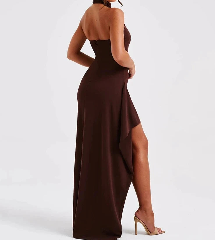 A&A Sleeveless Halter Neck Thigh High Split Maxi Dress