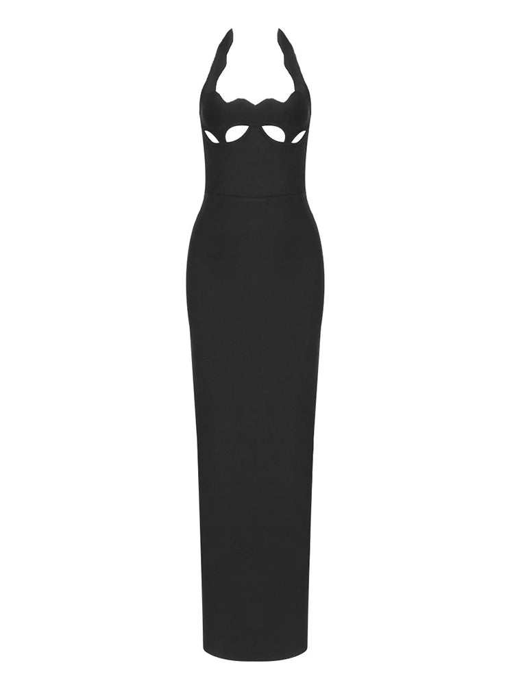 A&A Luxe Halter Neck Sleeveless Cutout Maxi Dress