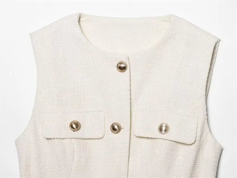 A&A Cyra Tweed Belted Waistcoat Vest