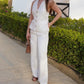 A&A Halter Neck Sleeveless Vest Top And Wide Leg Pant Set