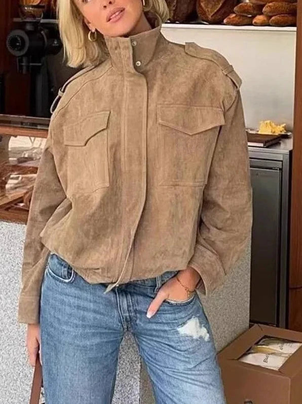 A&A Suede Utility Oversized Cargo Style Jacket