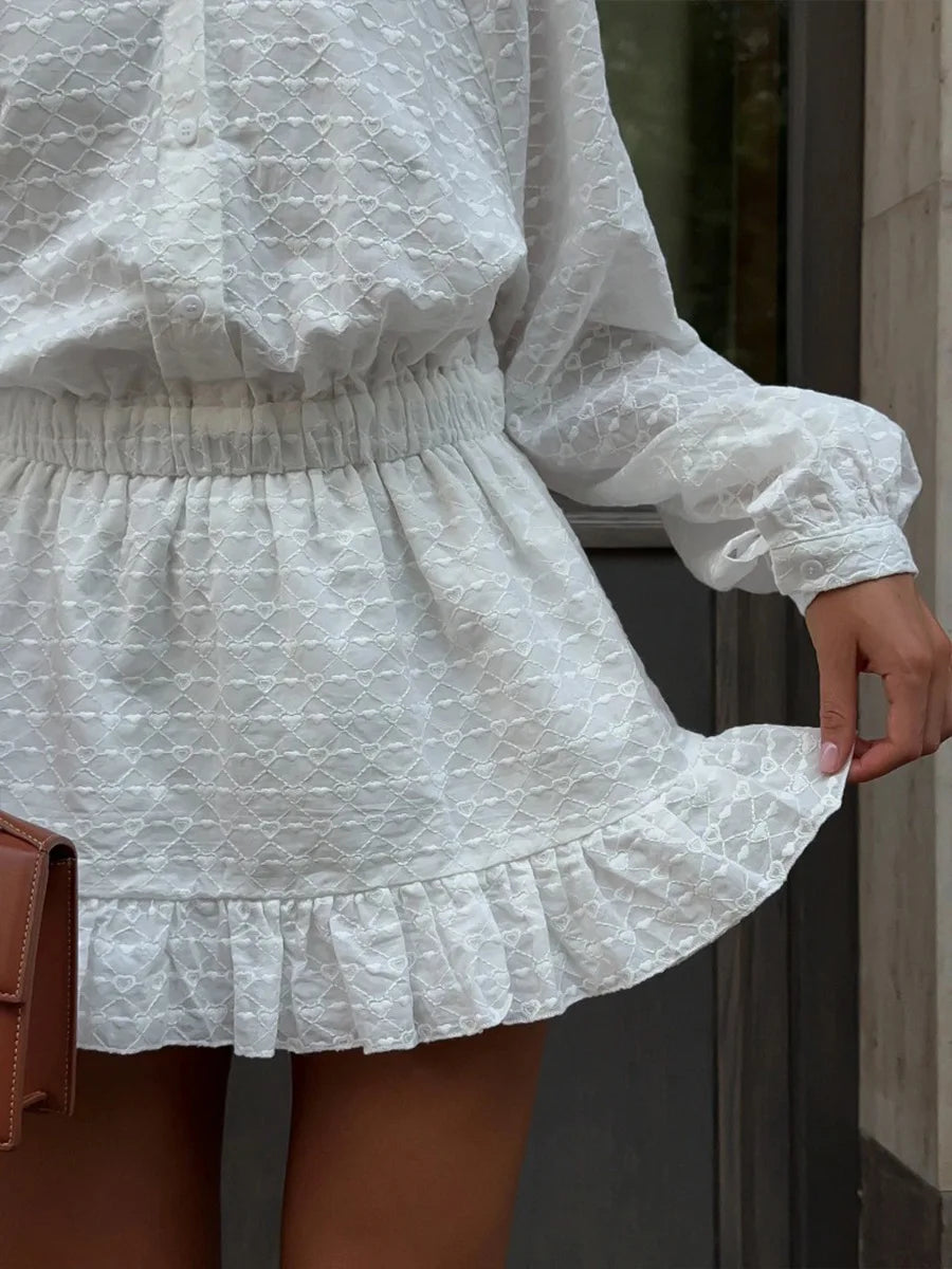 A&A Alouette Ruffled Button Up Mini Dress