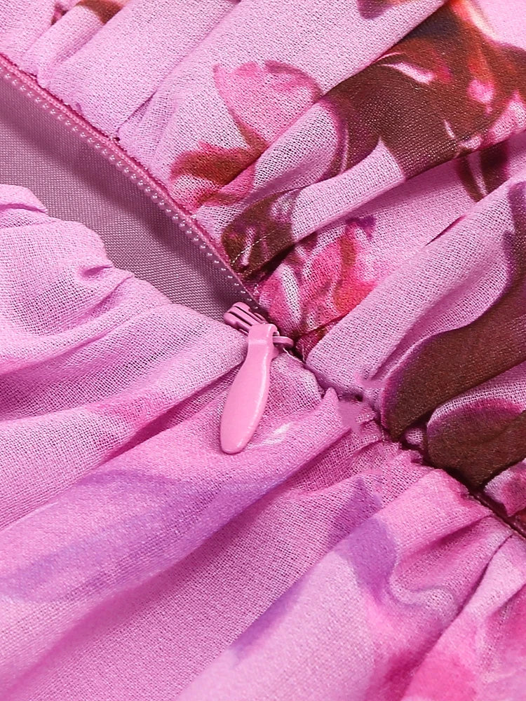 A&A Luxe Bluebell Halter Neck Floral Print Ruffles Maxi Dress