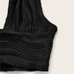 A&A Y2K Backless Black Crop Halter Top