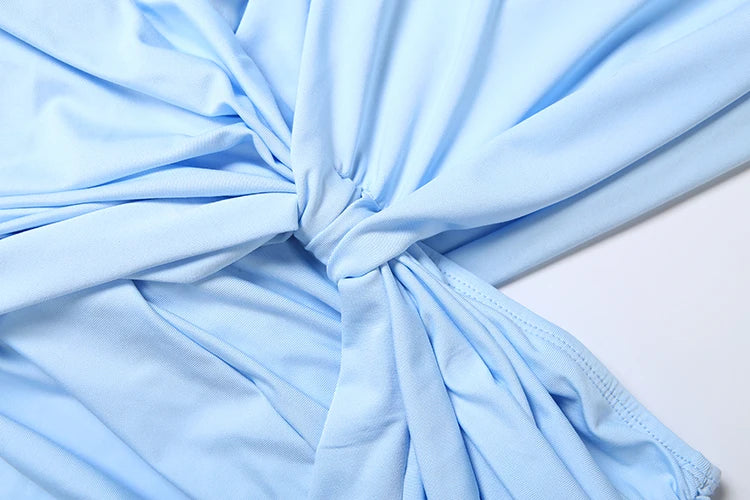 A&A Elowyn Ruched Draped Plunge Neck Mini Dress