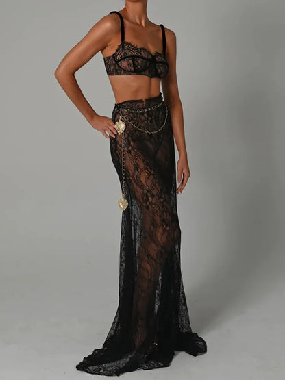 A&A Luxe Lace Two Piece Maxi Skirt Set