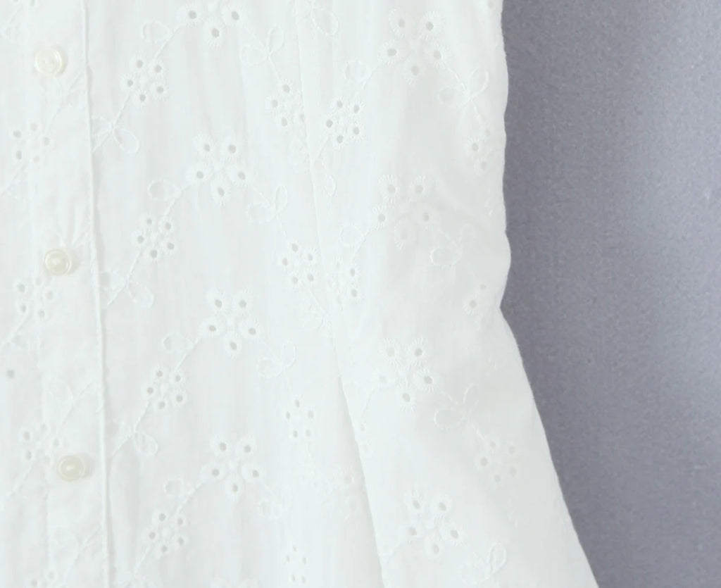 A&A Analisa White Embroidery A Line Mini Dress