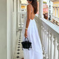 A&A Backless White Spaghetti Strap Maxi Dress