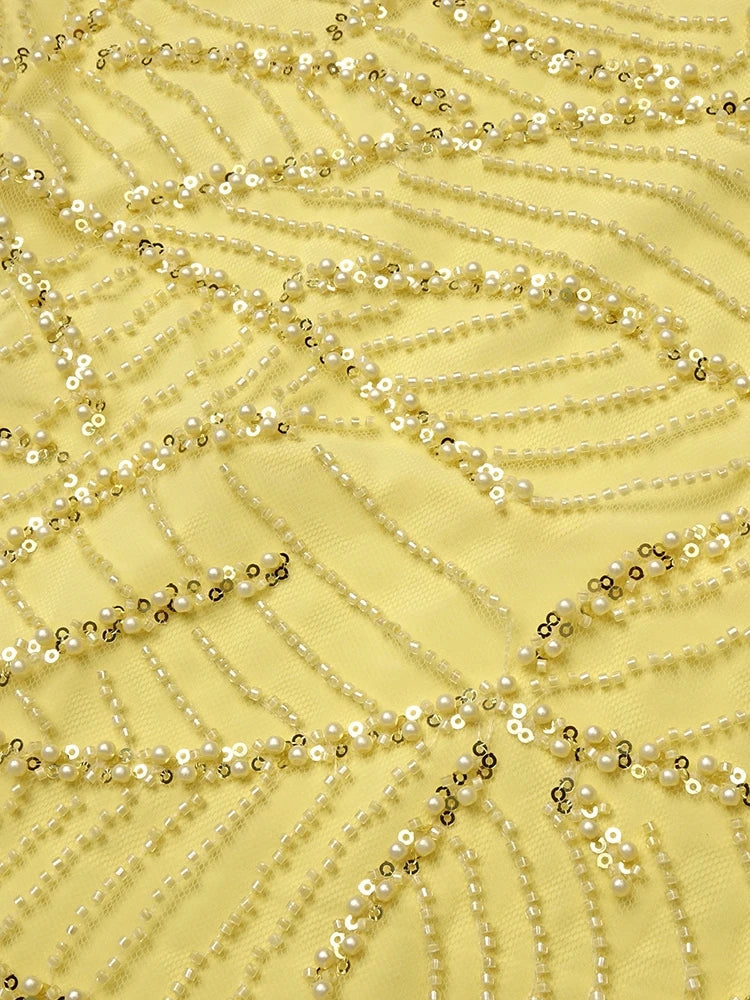 A&A Surié Halter Neck Bow Detail Beaded Embroidery Maxi Dress