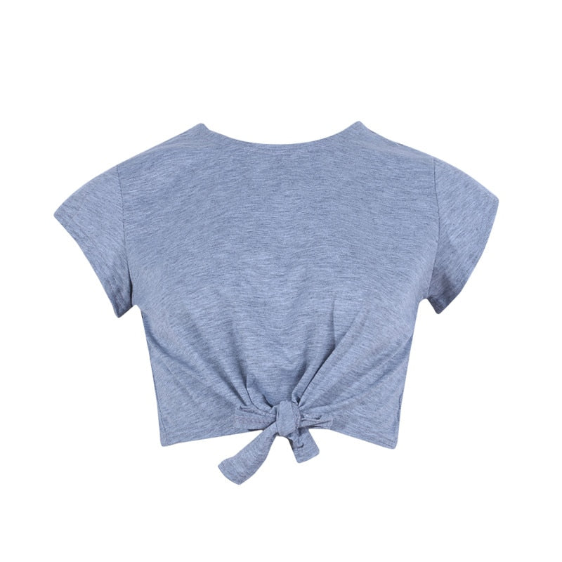 A&A Essentials Knotted Tie Front Crop Top