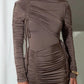 A&A Long Sleeve Ruched Drawstring Turtleneck Bodycon Dress