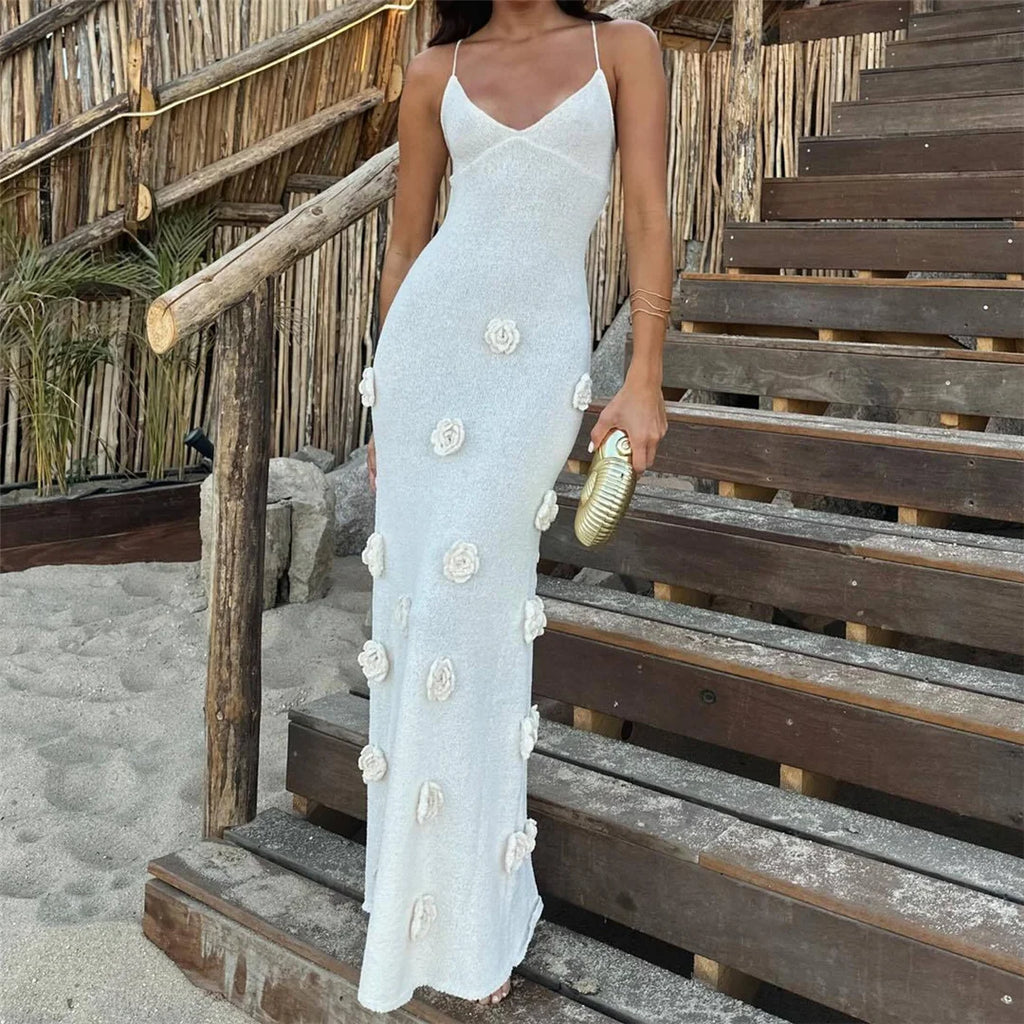 A&A Rhia 3d Flower Knitted Bodycon Maxi Dress