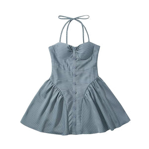 A&A Celandine Halter Front Button Mini A-Line Dress