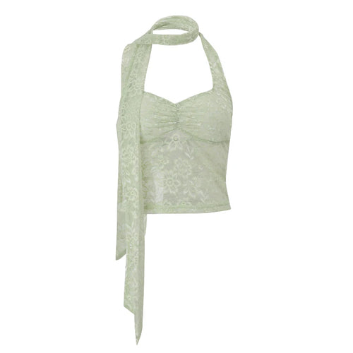 A&A Silla Halter Wrap Lace Tank Top