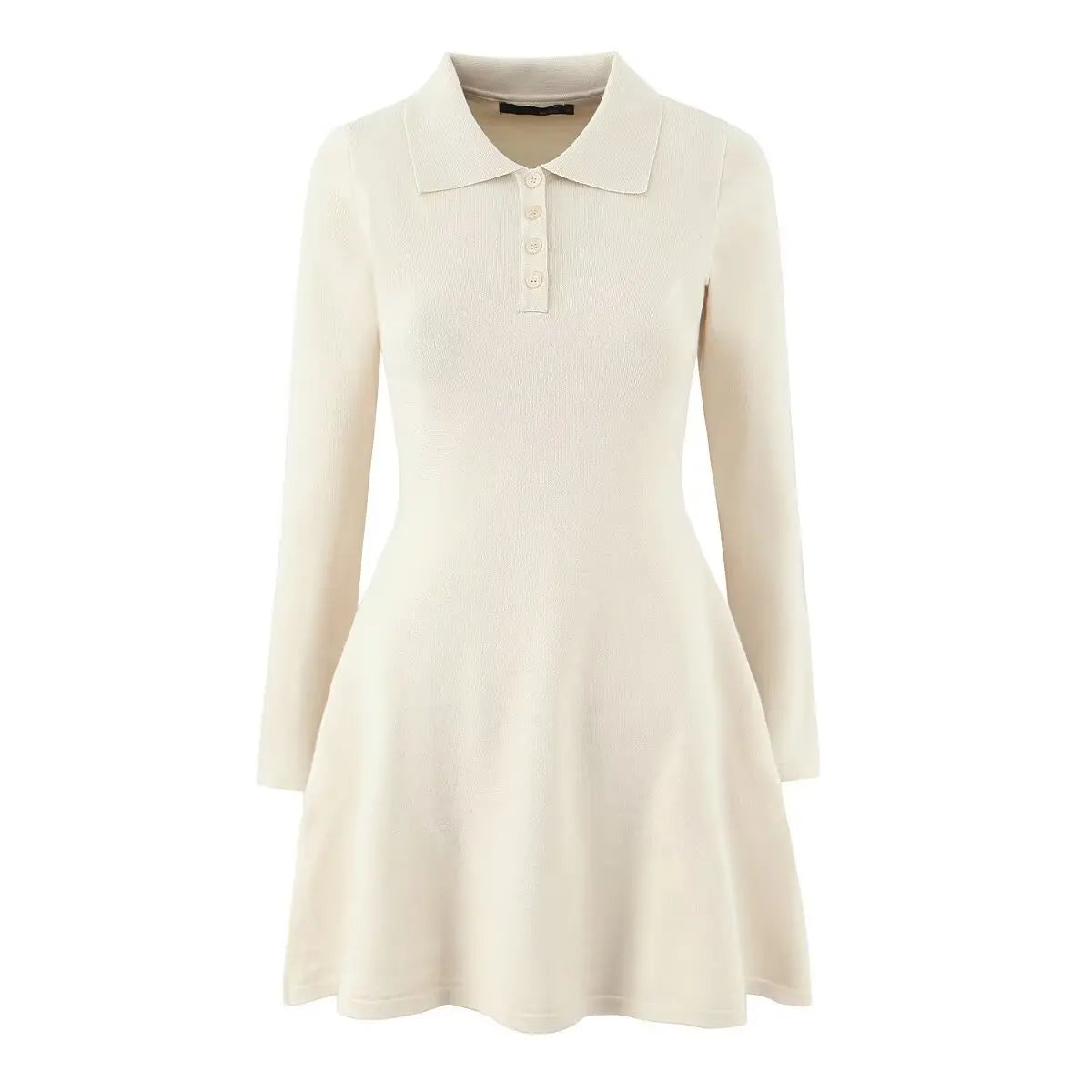 A&A Charcoal Long Sleeve Knit Polo Mini Dress