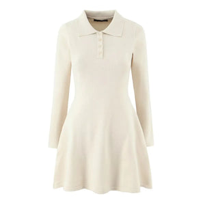 A&A Charcoal Long Sleeve Knit Polo Mini Dress