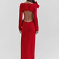 A&A Luxe Bow Backless Long Sleeve Maxi Dress