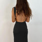 A&A Summer Ruched Backless V Slit Women Bodycon Maxi Dress