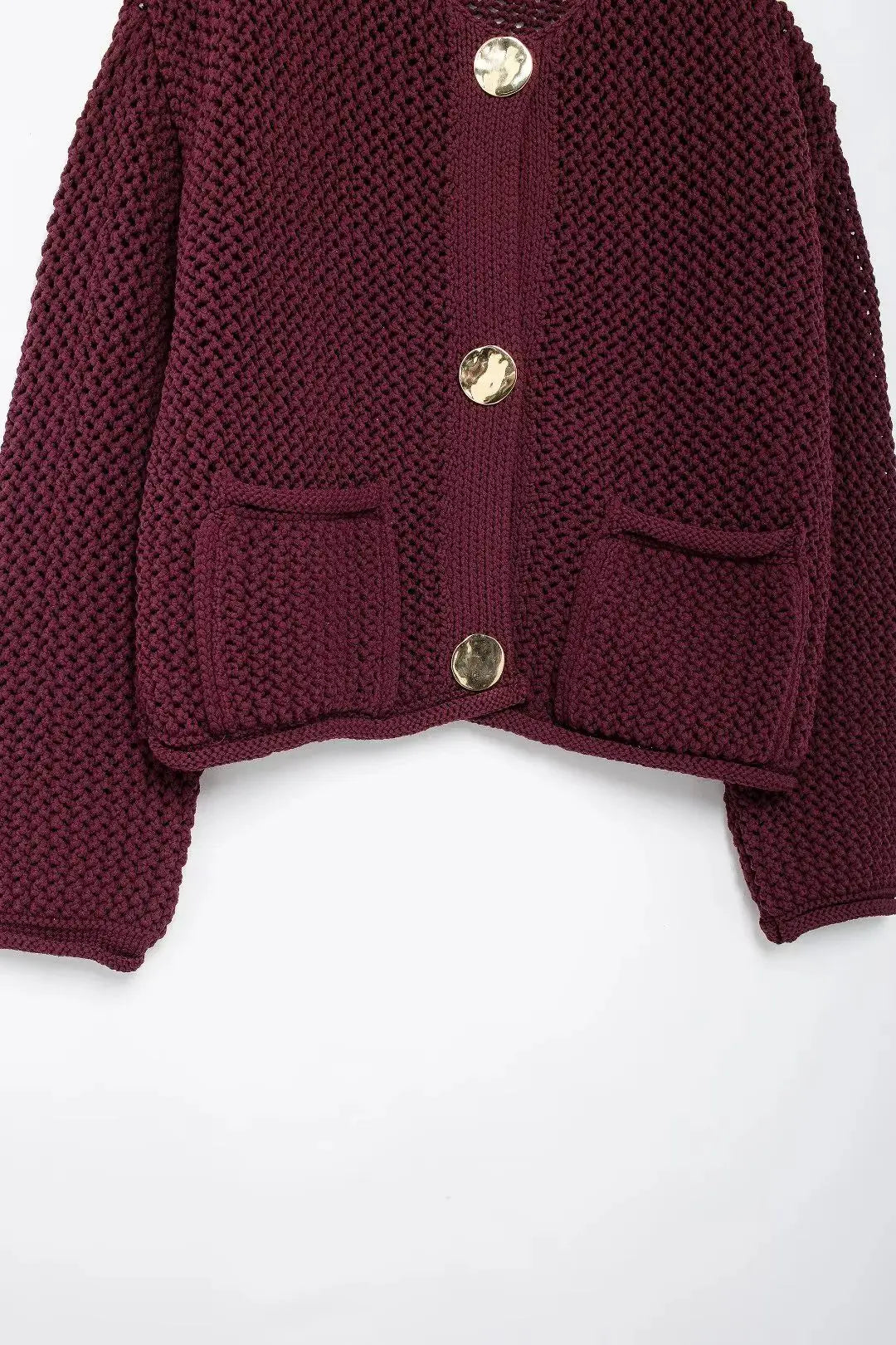 A&A Claret Knitted Button Down Cardigan