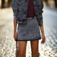 A&A Chic Stonewashed Denim Jacket And Skirt Set