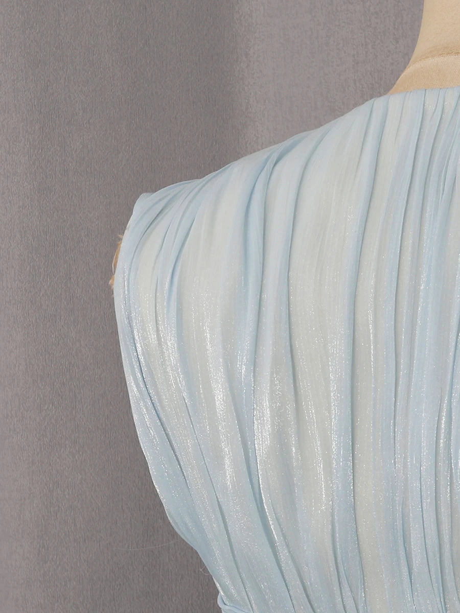A&A Bellune Blue Chiffon Maxi Dress