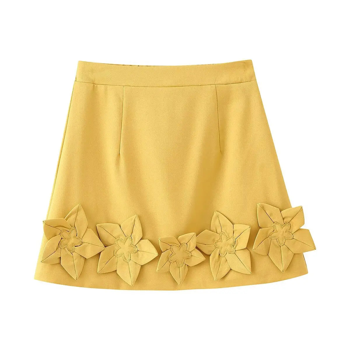 A&A Yellow Flower Appliqué Crop Top & Skirt Set