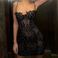 A&A Strap Lace Mini Bodycon Party Dress