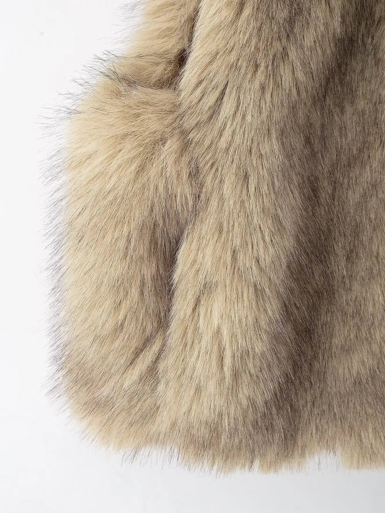 A&A Beige Faux Fur Vest with Collar