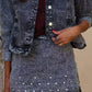 A&A Chic Stonewashed Denim Jacket And Skirt Set