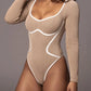 A&A Ribbed Long Sleeve Square Collar Bodysuit