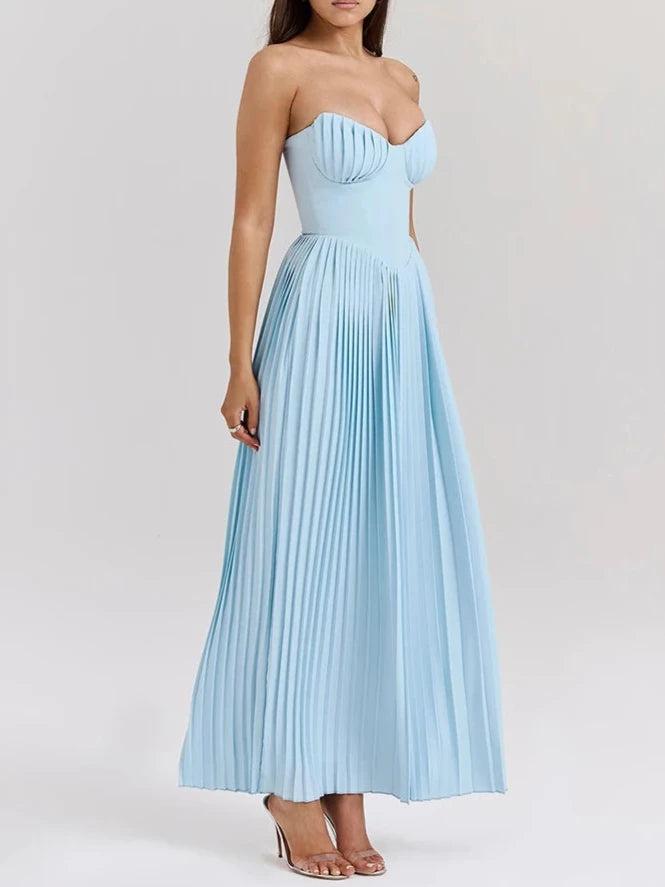 A&A Luxe Strapless Pleated Maxi Dress