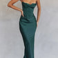 A&A Spaghetti Strap Satin Corset Maxi Dress