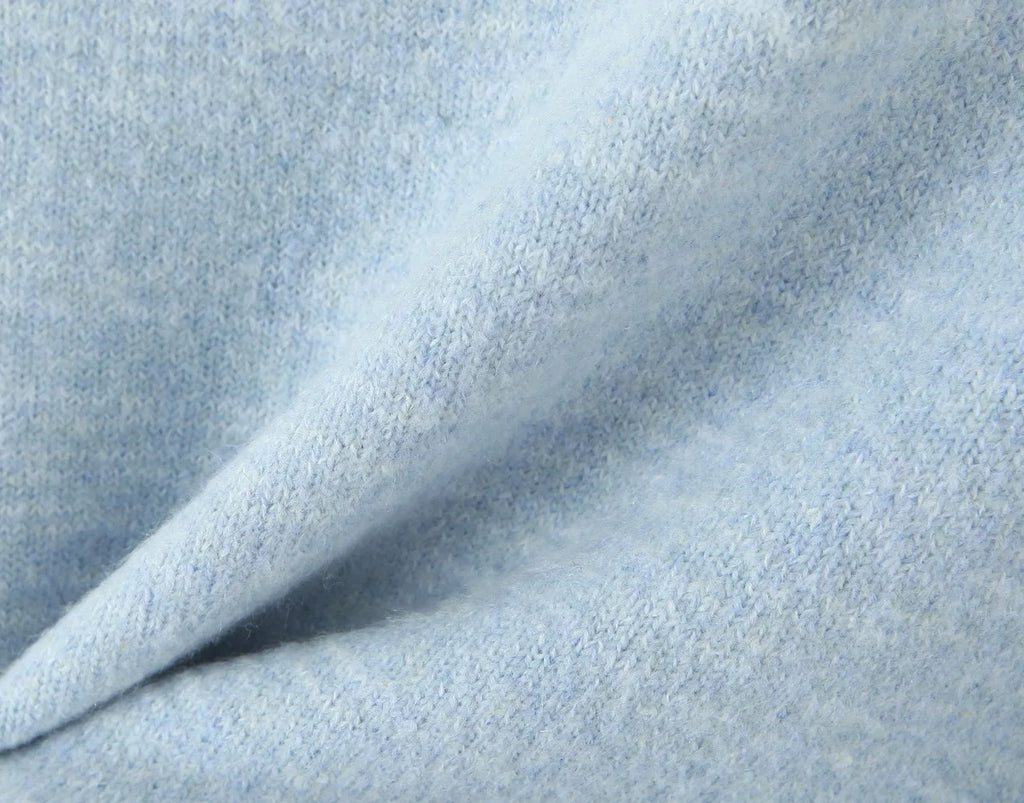 A&A Freesia Blue Embroidery Crewneck Cardigan