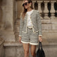 A&A Striped Knit Cardigan & Shorts Two Piece Set