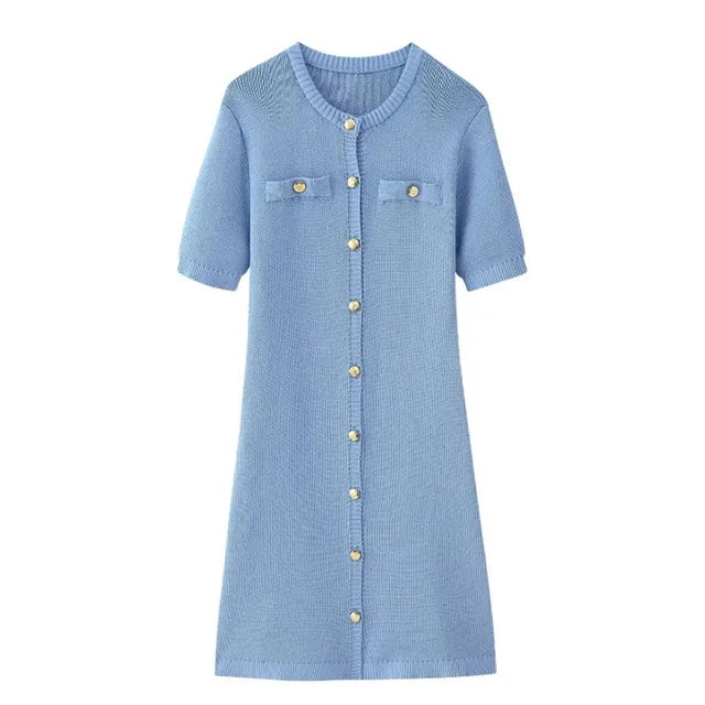 A&A Lavina Knitted Button Down Mini Dress