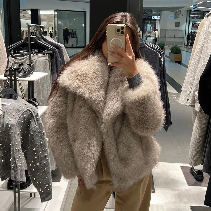 Oversized fur coat with hood best sale