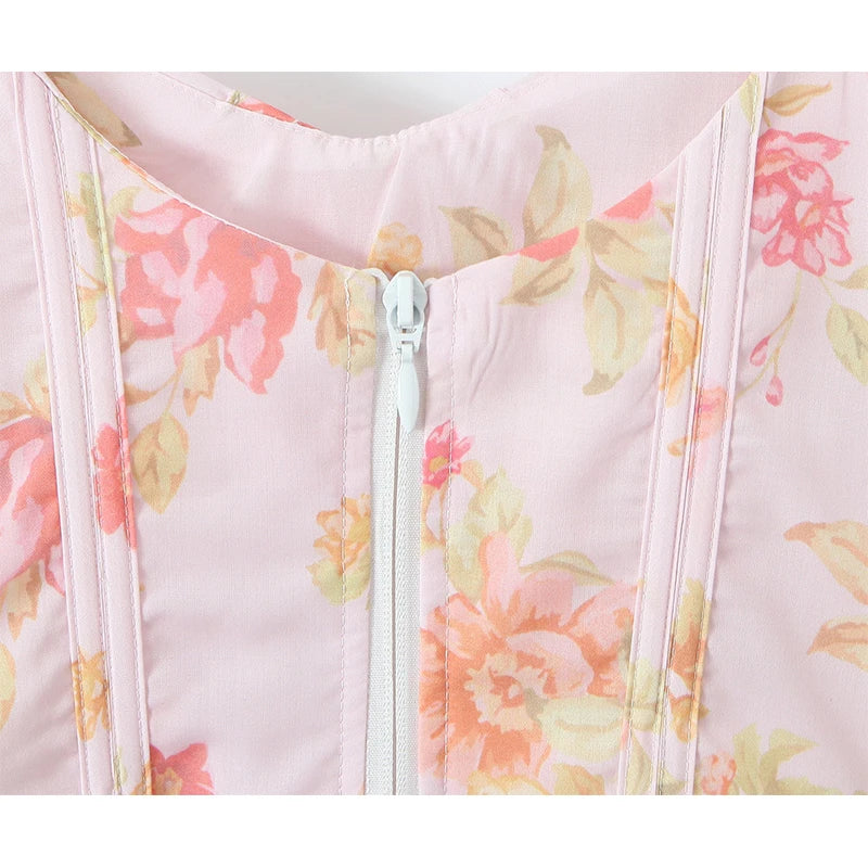 A&A Lucienne Floral Print Ruffle Hem Corset Top