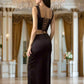 A&A Satin Two Piece Elegant Corset Style Top and Maxi Skirt