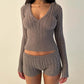 A&A It Girl Knitted 2 Piece Set Cropped Sweater and Shorts