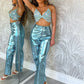 A&A Metallic Straight Leg High Waist Trousers