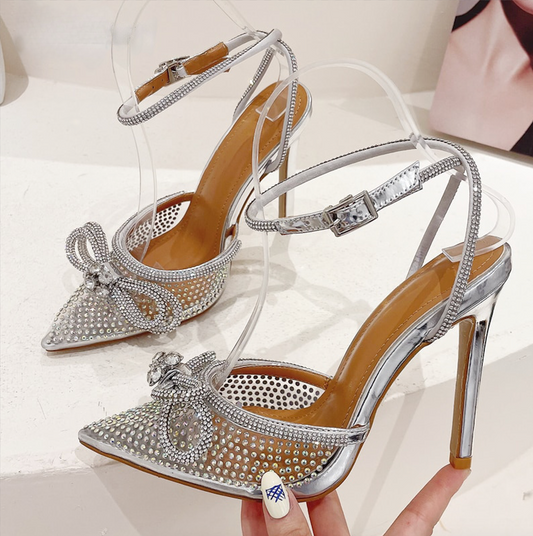 A&A Amour Butterfly knot Crystal Pointed Toe Heels